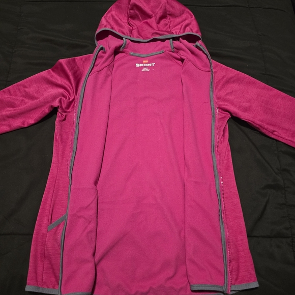 Hanes Sport Full Zip-Up Hoodie Pink Womens Athletic Hooded Jacket Size Medium‎ - Picture 9 of 11